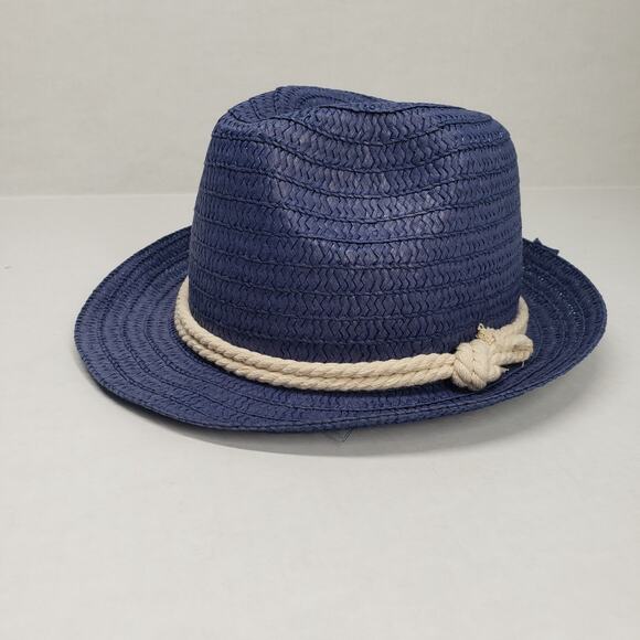 Straw Hat Mens One Size Blue Summer Fedora Cowboy Western Leisure Vacation Beach - Picture 1 of 16